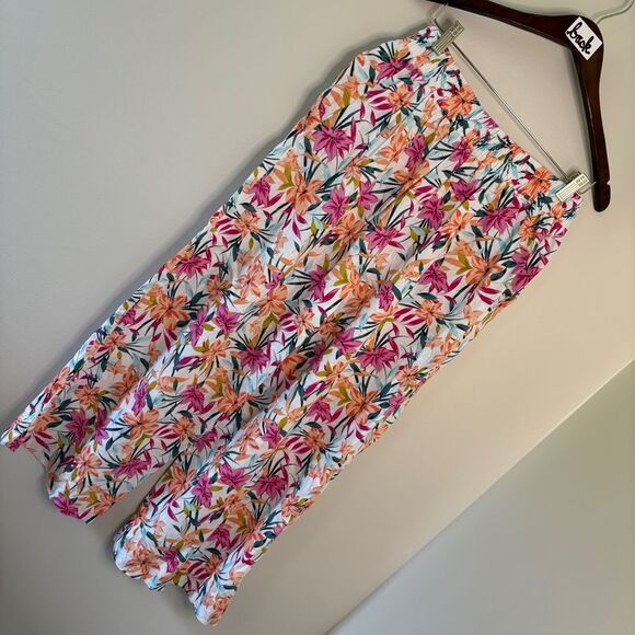 Jessica Simpson Tropical Floral Linen Flowy Wide Leg Pants - Picture 10 of 16